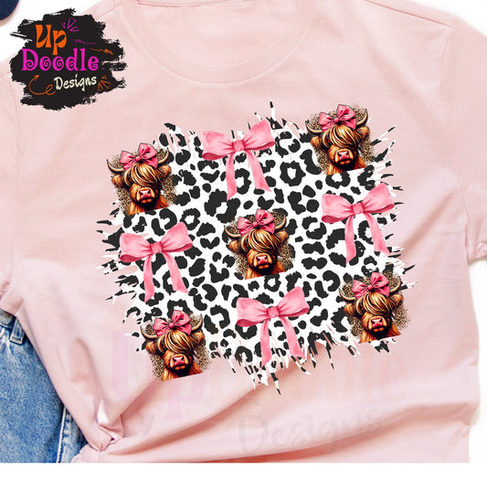 1592 Leopard Bow Cow Sublimation/DTF Transfer