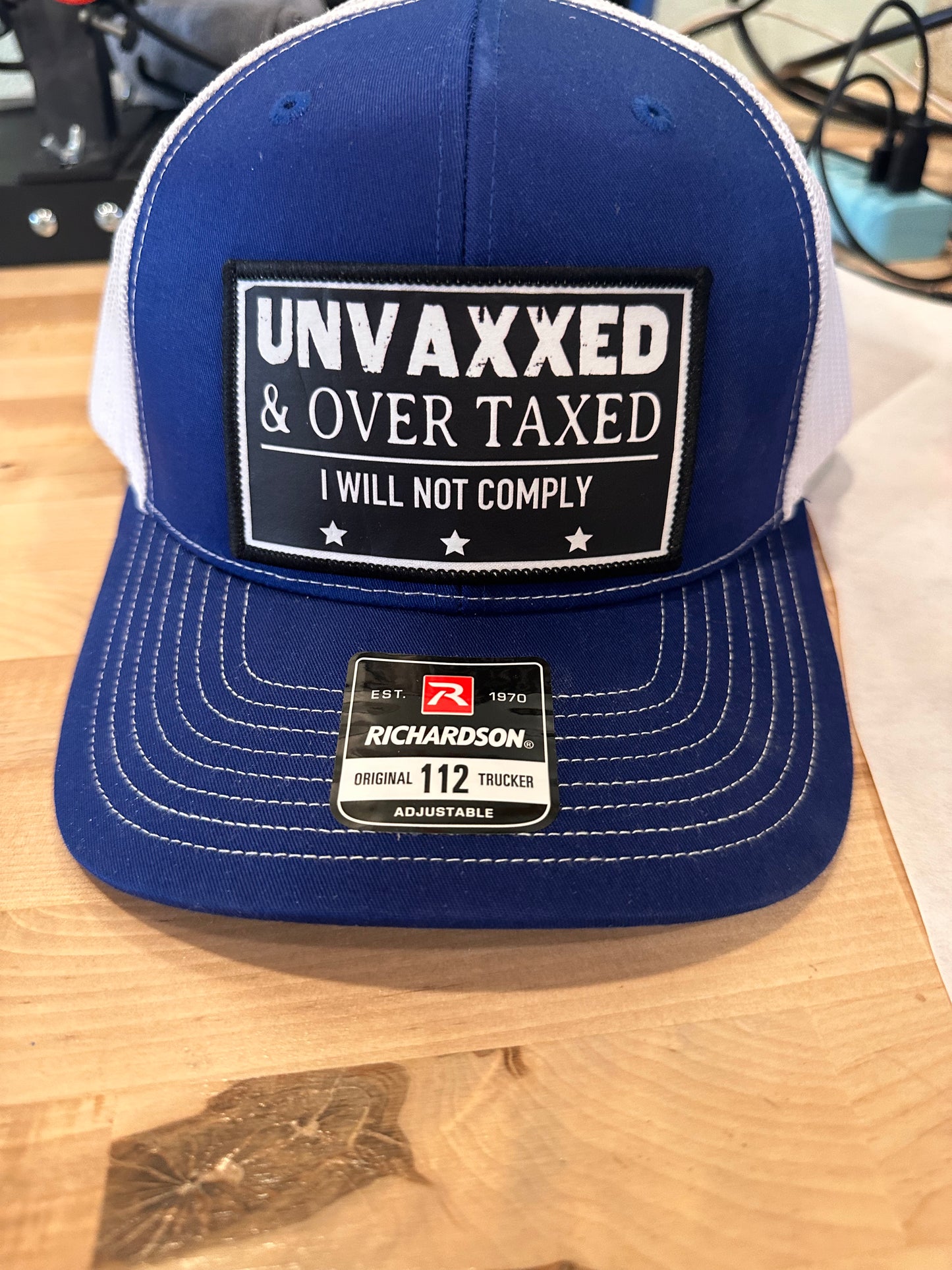 1763 Unvaxxed and Overtaxxed I will not comply Hat Transfer