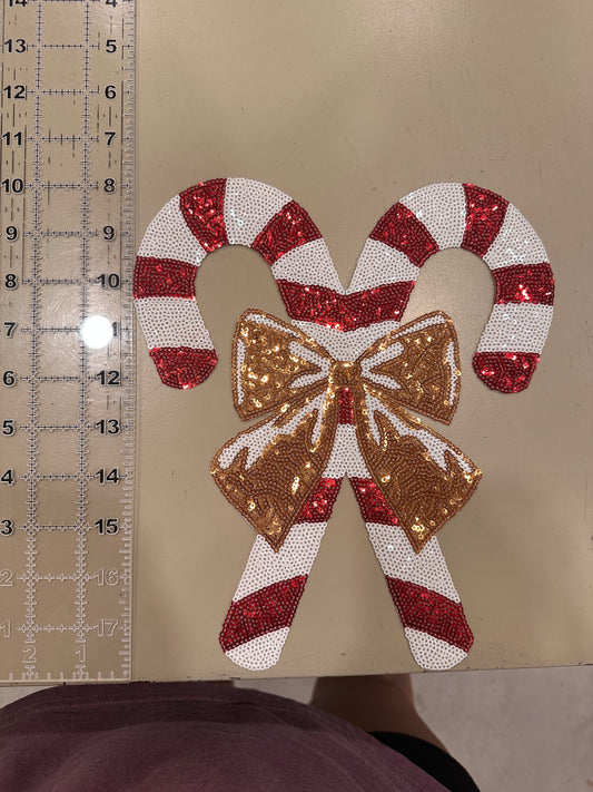 Candy Cane sequin patch READY TO PRESS