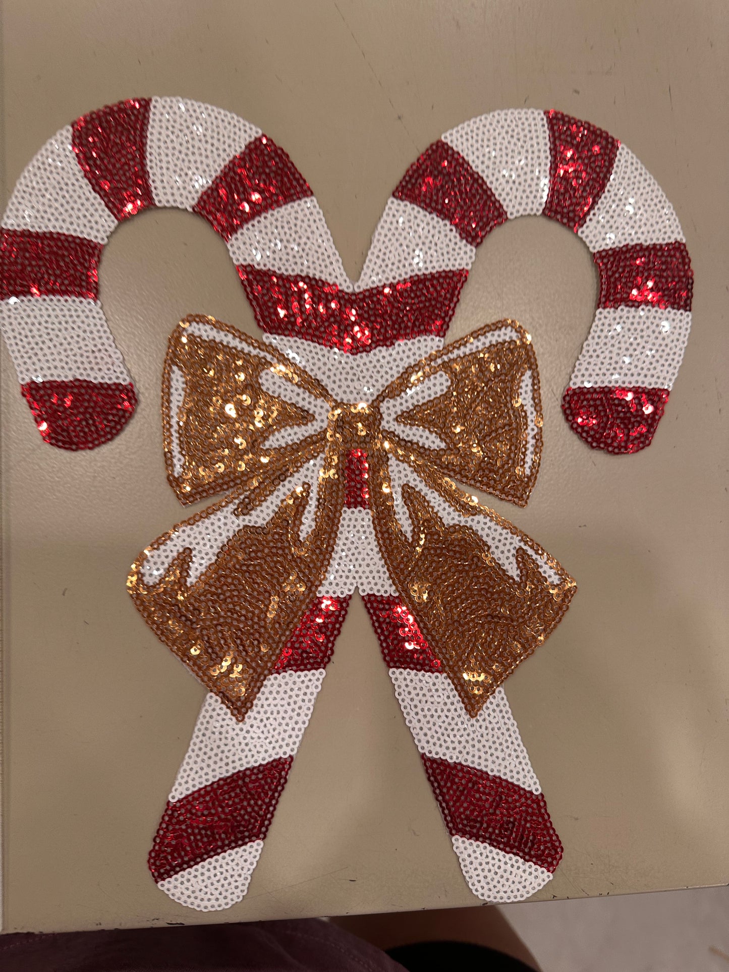 Candy Cane sequin patch READY TO PRESS