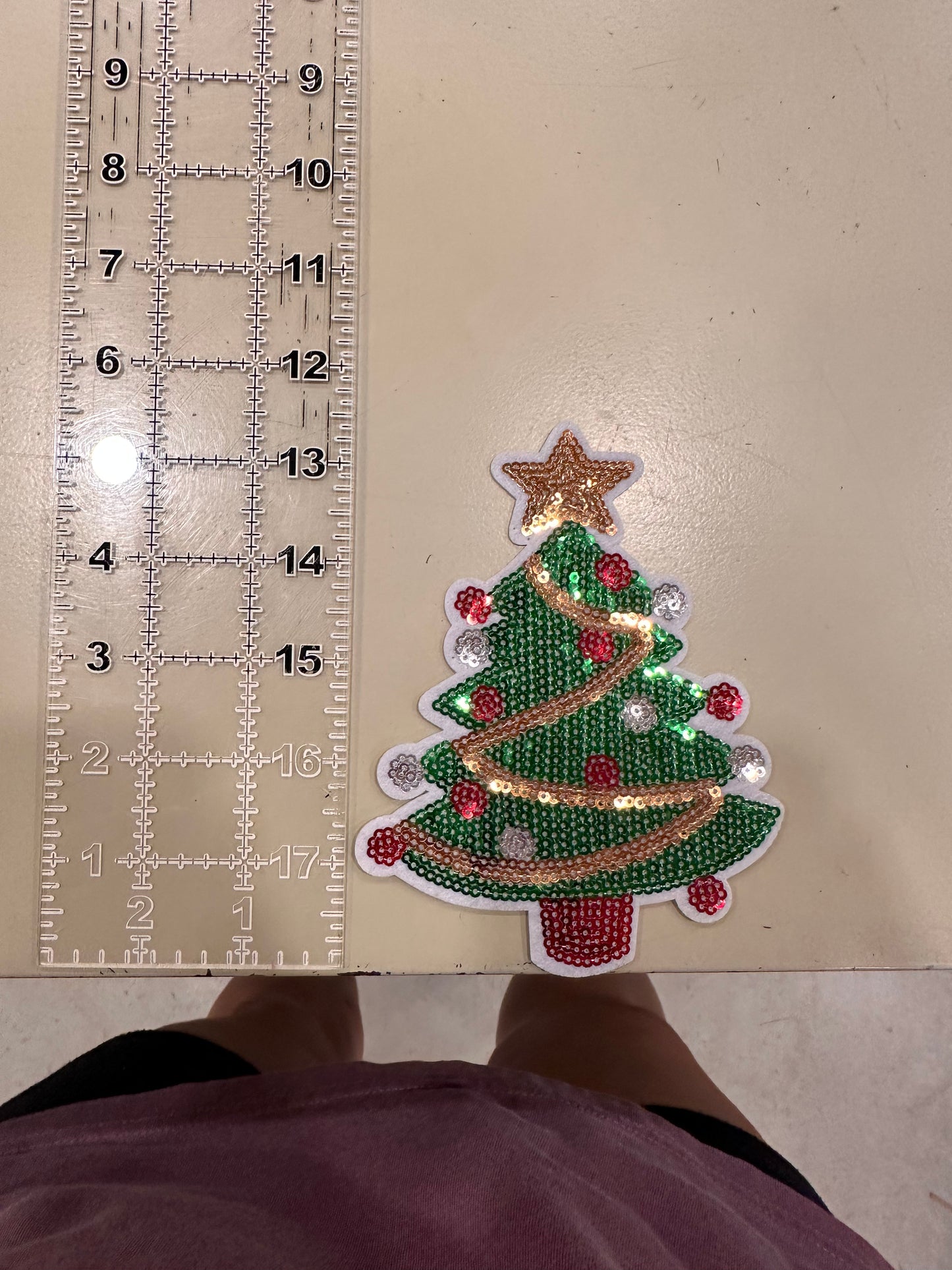 Christmas Tree sequin patch READY TO PRESS