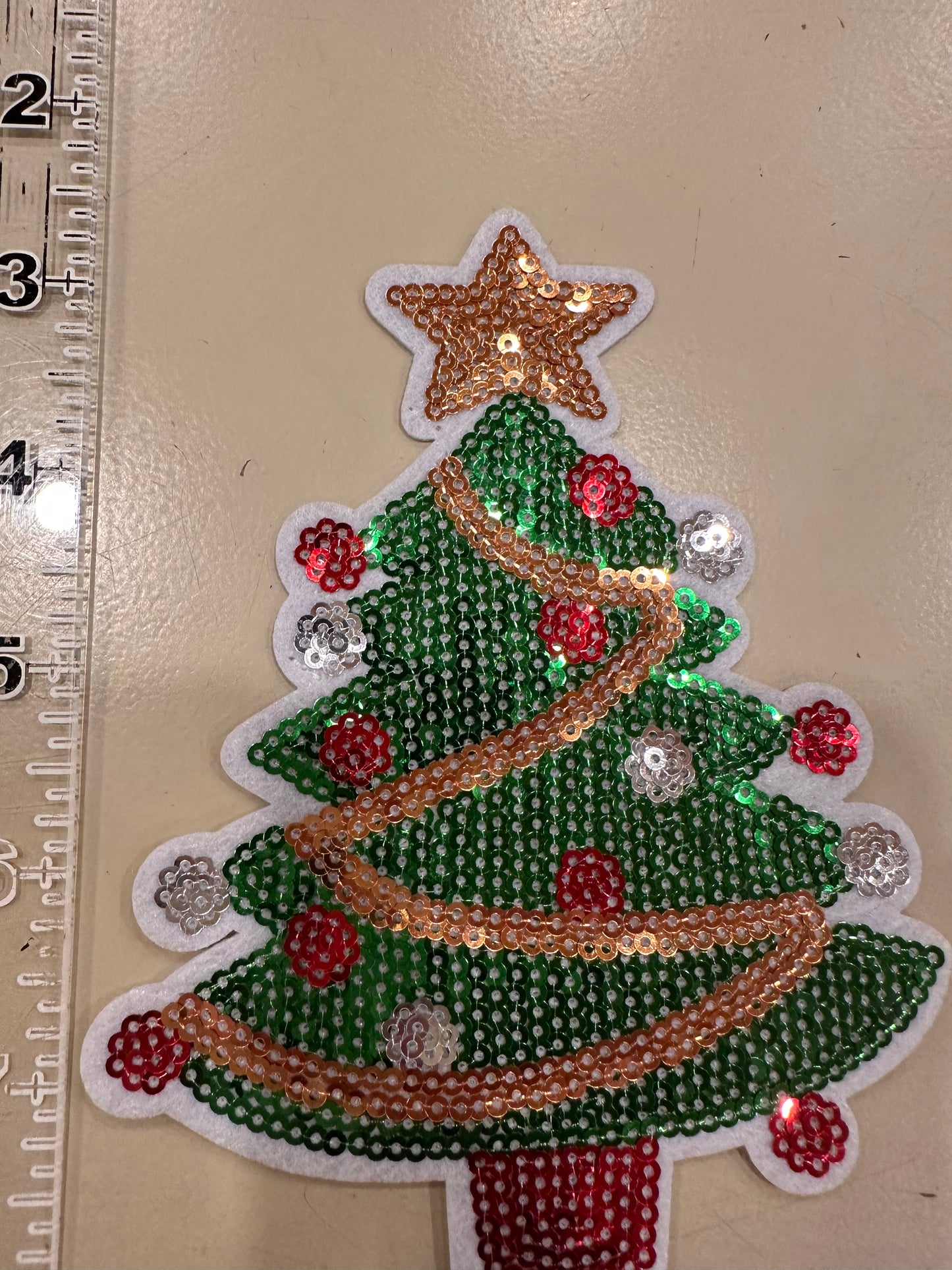 Christmas Tree sequin patch READY TO PRESS