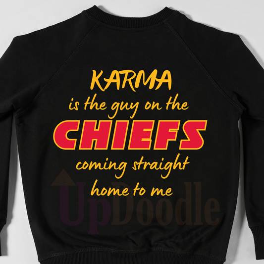 KARMA IS THE GUY ON THE CHIEFS DTF transfers