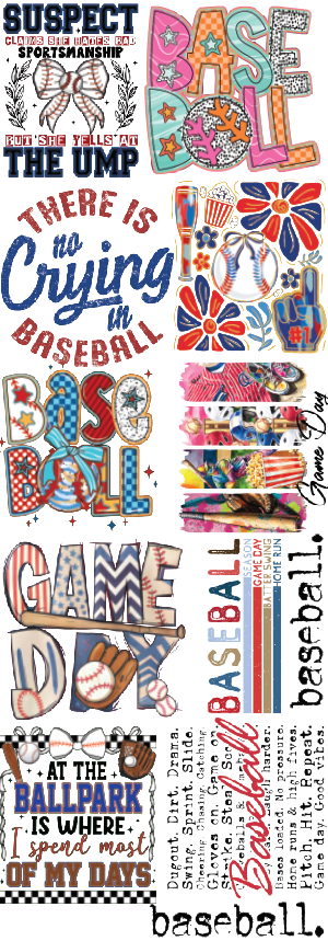 Baseball Premade DTF Gang Sheet 21 x 60