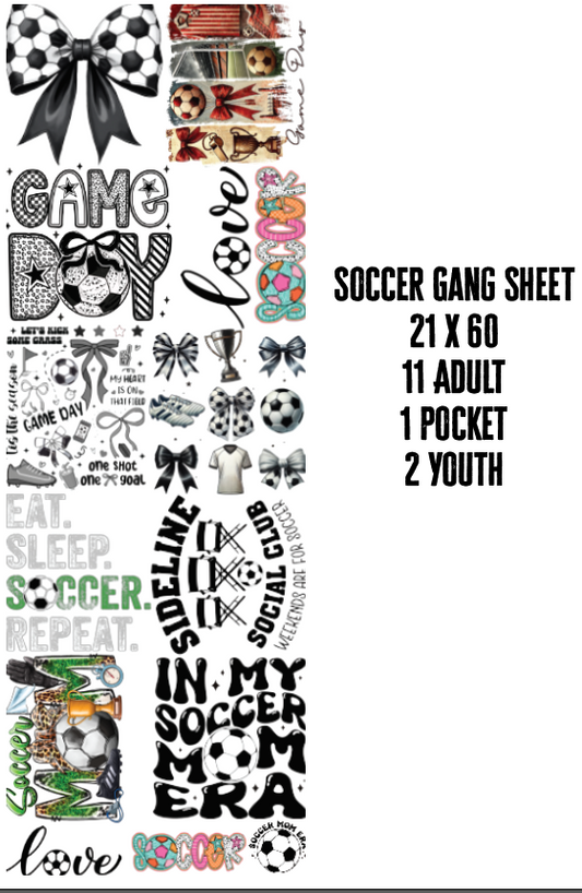 Soccer Premade DTF Gang Sheet 21 x 60