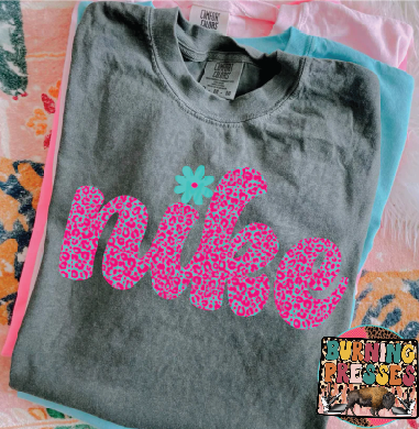 Swoosh flower leopard DTF Transfer