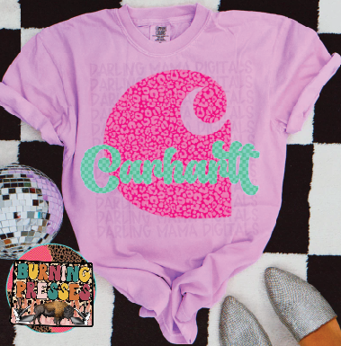 Car pink leopard DTF Transfer