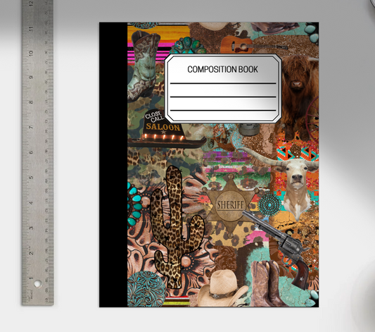 Western Turquoise Composition Notebook or Print do It yourself