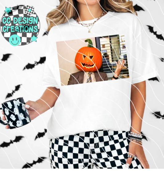 Pumpkin Head Office DTF Transfer
