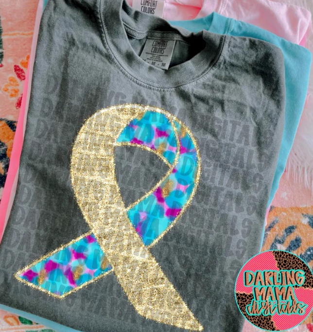 Hand painted suicide awareness ribbon DTF Transfer