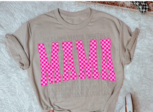 Mama Checkered Pink DTF Transfer