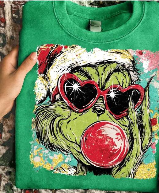 Green Guy Blowing Bubble DTF Transfer