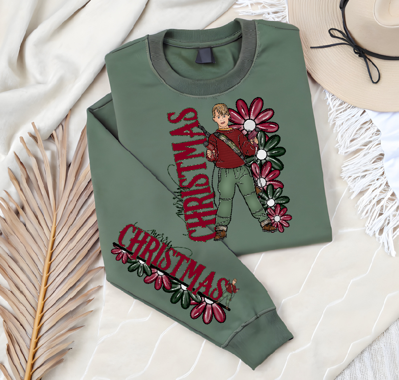 Kevin Merry Christmas flowers DTF Transfer