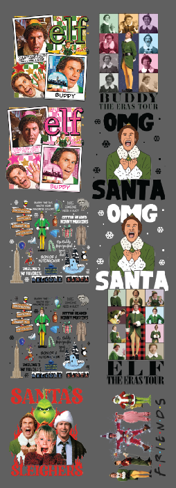 Premade Favorite Elf DTF Gang Sheet 21 x 60