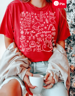 Christmas Doodle Line Art Choose Color  DTF Transfer