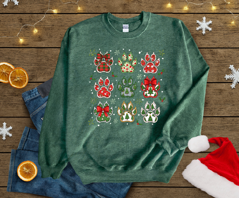 Christmas Paw Prints DTF Transfer