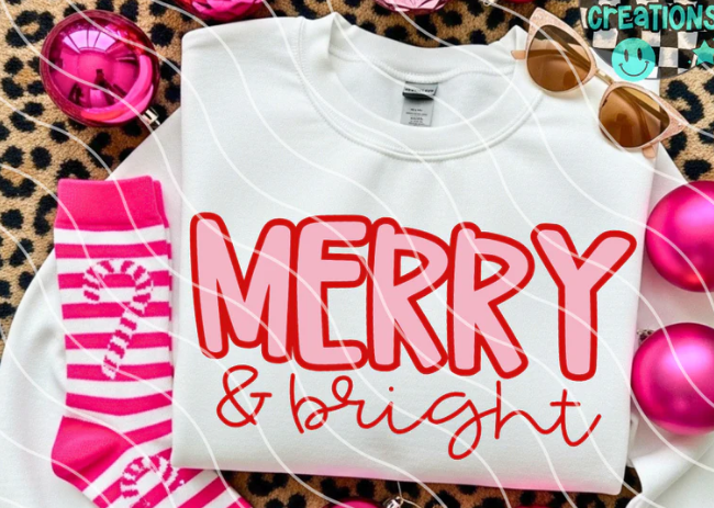 Merry and Bright DTF Transfer