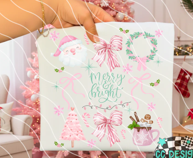 Merry and Bright bows DTF Transfer