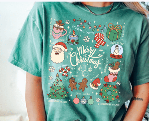 Retro Christmas doodles DTF Transfer