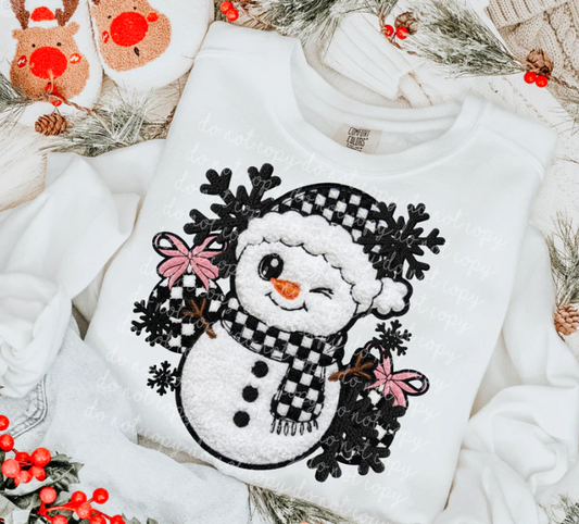 Faux Plush Snowman DTF Transfer