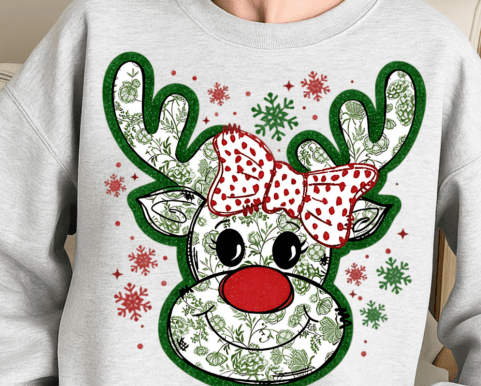 Green croquette Reindeer DTF Transfer