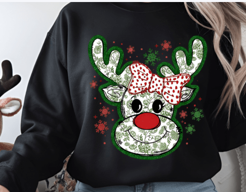 Green croquette Reindeer DTF Transfer