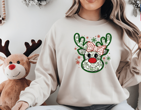 Green croquette Reindeer DTF Transfer