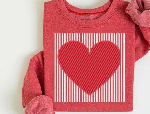 Striped Heart Square DTF Transfer