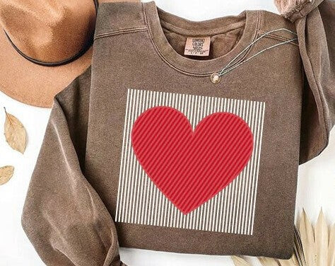 Striped Heart Square DTF Transfer