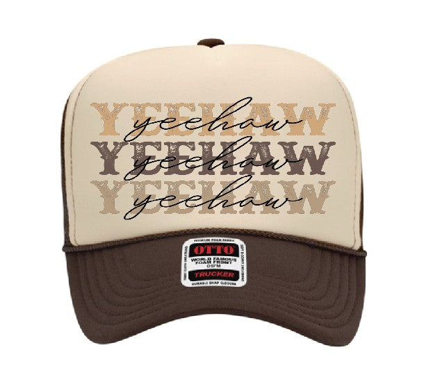 Yeehaw in browns Trucker hat