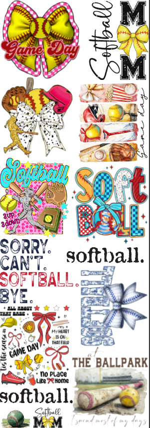Softball Premade DTF Gang Sheet 21 x 60