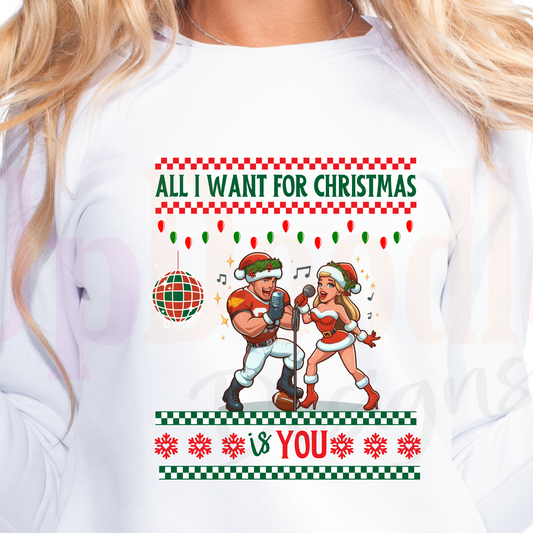 All I want for Christmas is You Duet w/WHITE CHECKERS  DTF transfers