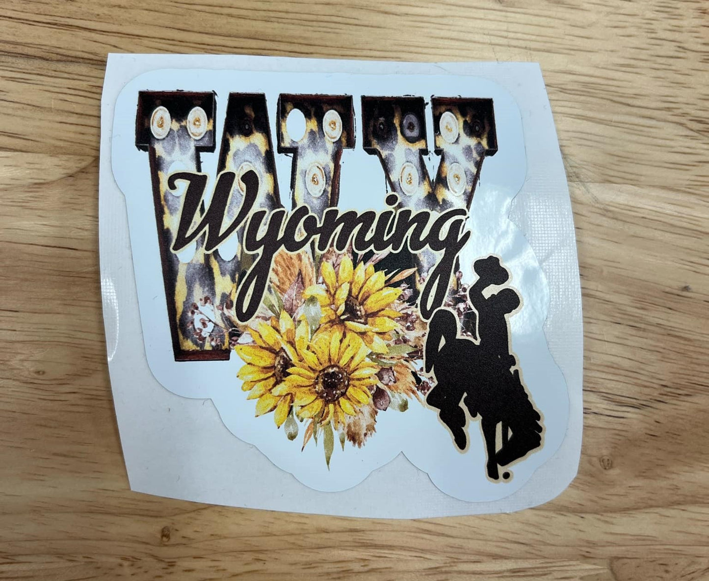 Wyoming w/ Sunflower and Bucking Horse Design 3.25" Sticker