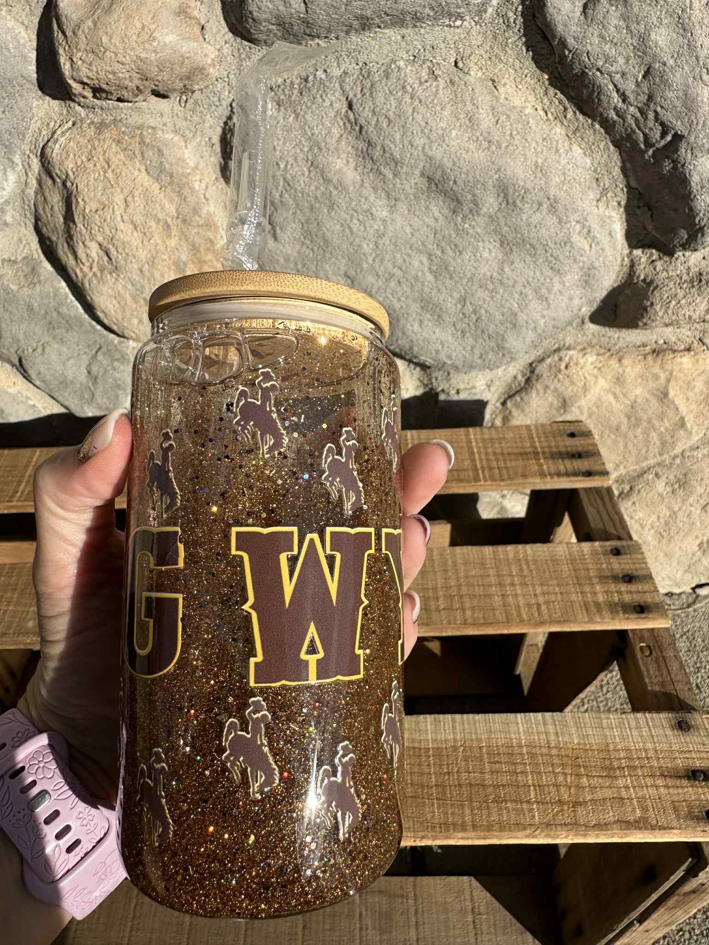 20 OZ Glass snow globe Wyoming Tumbler