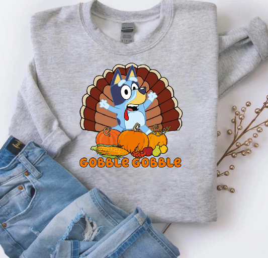 1398 Blue Cartoon Gobble Gobble DTF/Sublimation Transfers