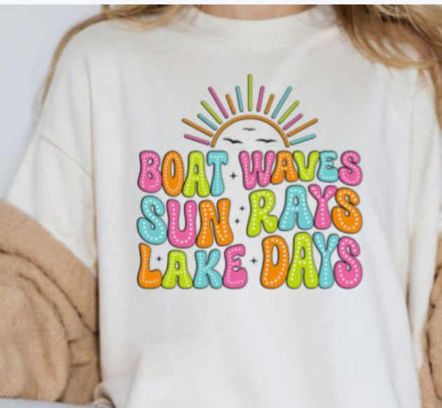 Boat Waves and Sun Rays DTF/Sublimation Transfer