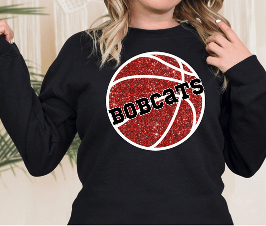 Bobcats Basketball glitter red DTF Transfer