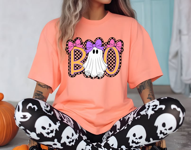 Checkered Boo DTF Transfer