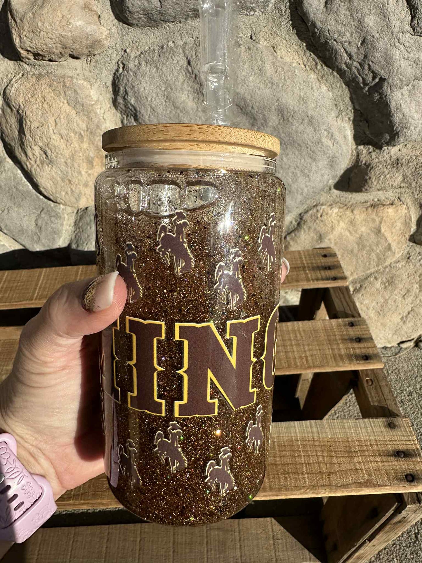 20 OZ Glass snow globe Wyoming Tumbler