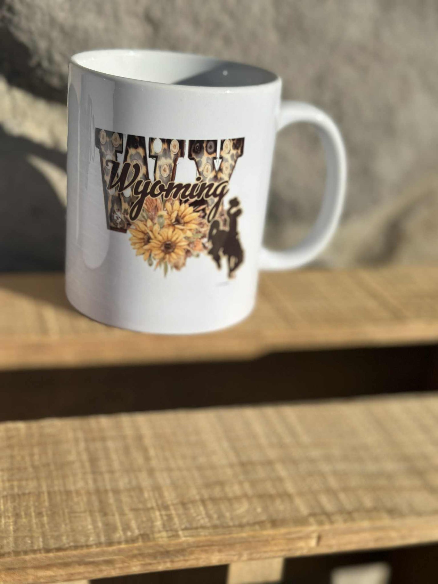 Wyoming Sunflower design coffee cup