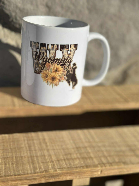 Wyoming Sunflower design coffee cup