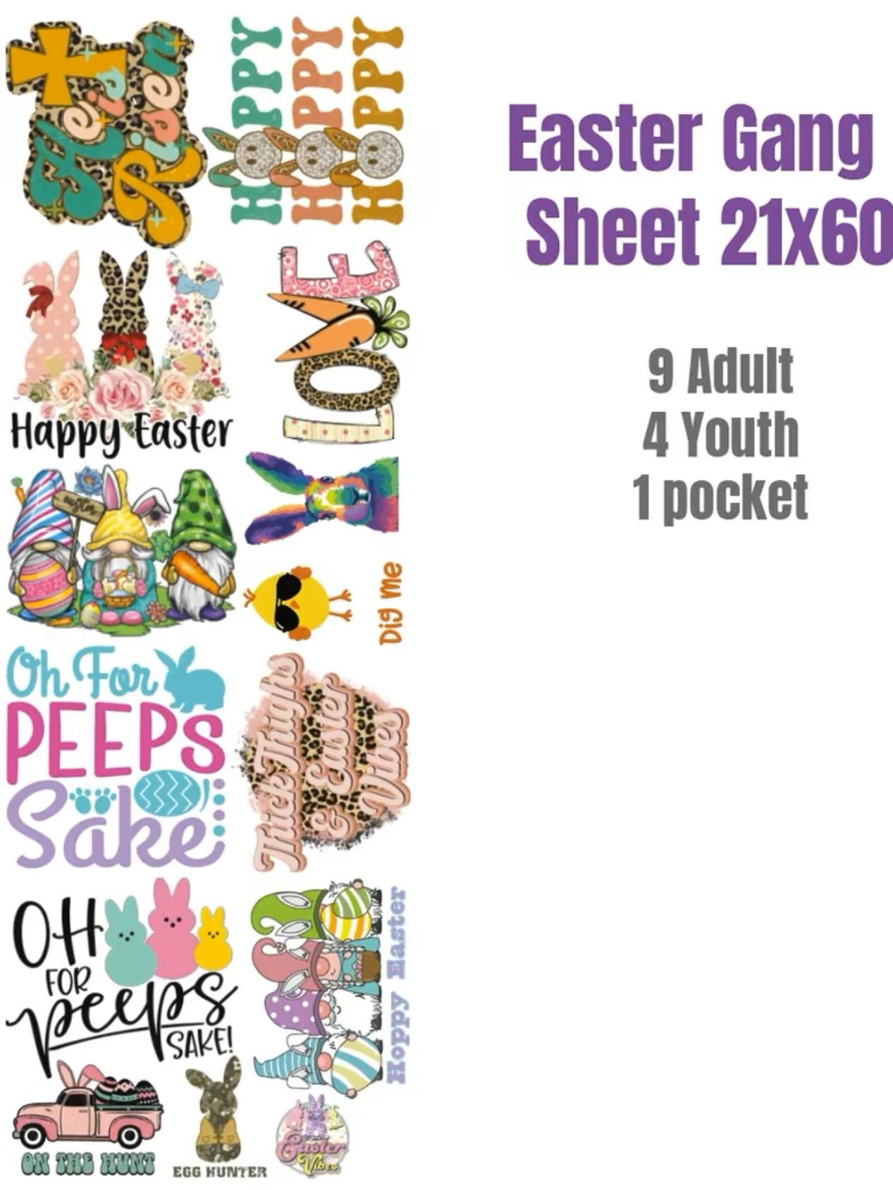 Easter's Day Premade DTF Gang Sheet 21 x 60