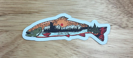 Trout with small Lander Wy Design 3.5" Sticker