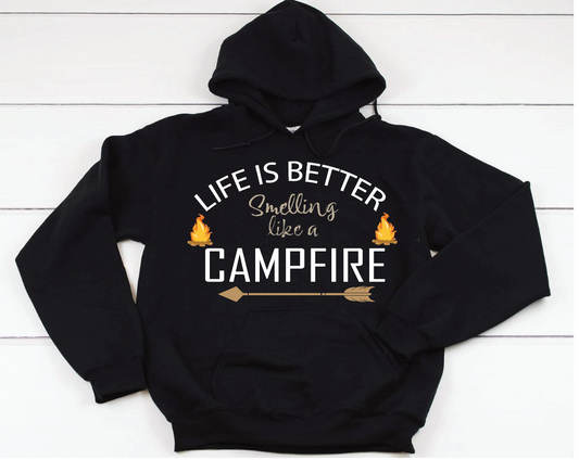 Life is better smelling like a campfire DTF transfers