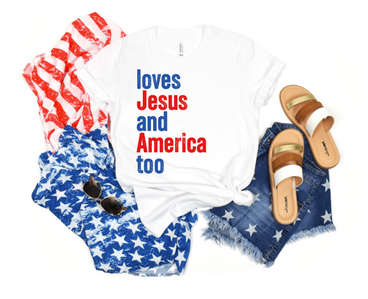 loves Jesus and America too DTF transfers