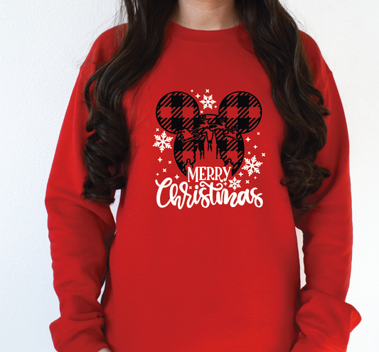 Boy Mouse Merry Christmas in white or black DTF transfers