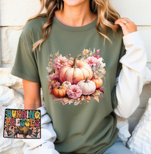 1878 Orange and Pink Pumpkin Scene DTF/Sublimation Transfer