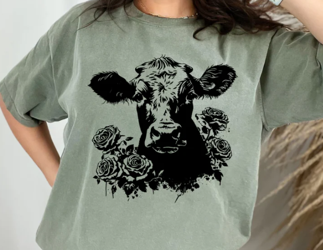 SS137 Rose Cow Screen Print