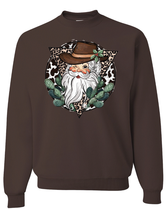 Leopard and cow print Western Santa DTF transfers