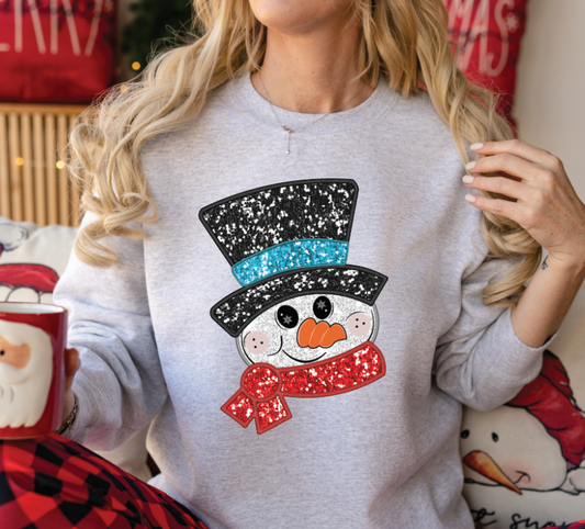 Faux Glitter embroidery Snowman DTF transfers